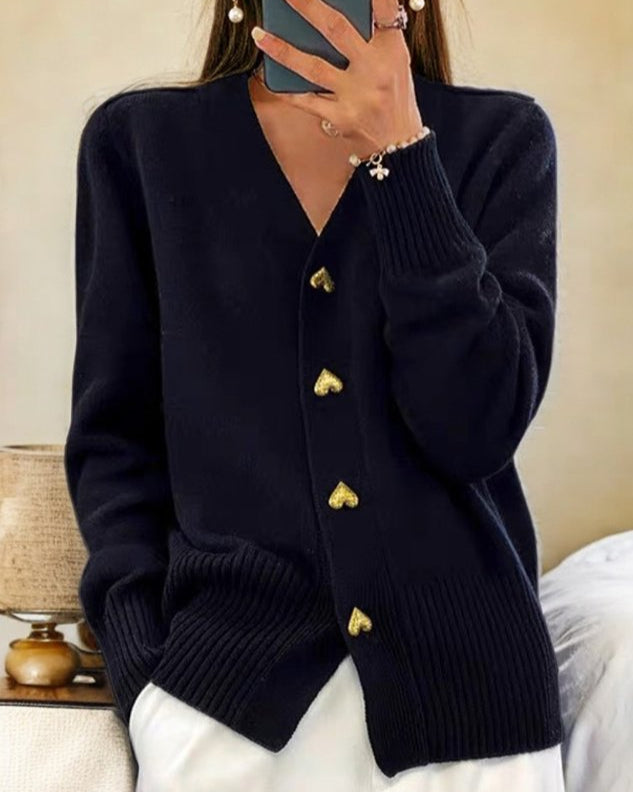 Lis | Blød cardigan med hjerteknapper