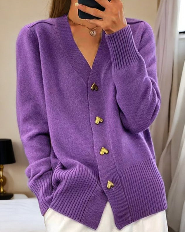 Lis | Blød cardigan med hjerteknapper