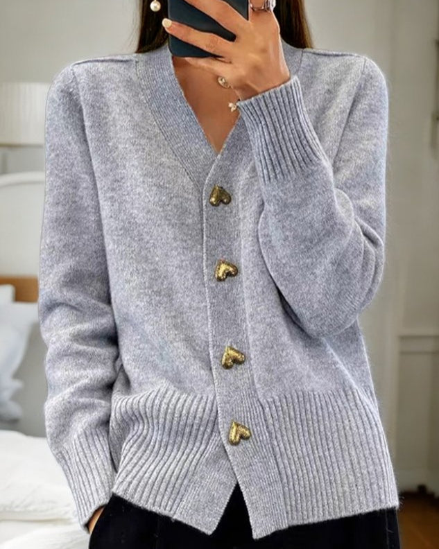 Lis | Blød cardigan med hjerteknapper
