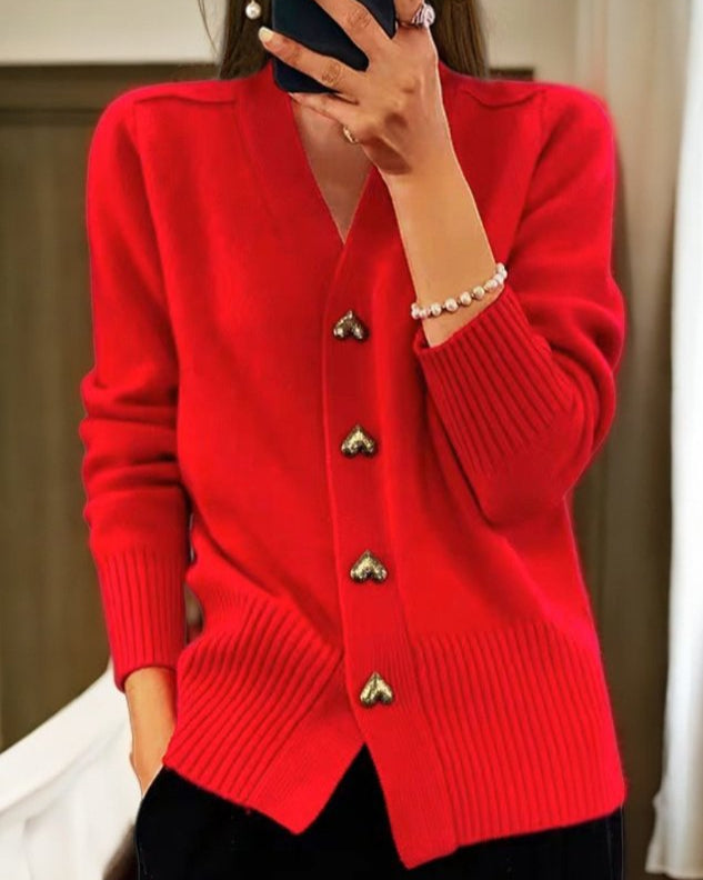 Lis | Blød cardigan med hjerteknapper